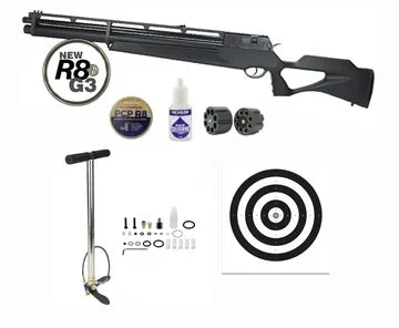 Carabina de Pressão PCP Rossi R8 G3 Black STD 5,5mm 8 Tiros 350 m/s + Bomba + Alvos