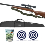 Rifle de Airsoft Sniper Remington M700 Wood VSR10 Spring AGM + BBs + Capa + Luneta 4x32 + Alvos
