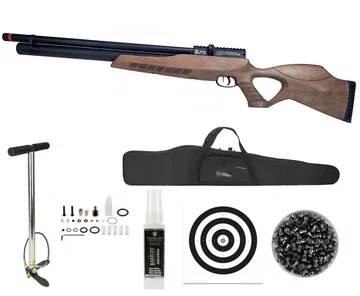 Carabina de Pressão PCP Airacuda 6.35mm Big Bore JTS FXR + Bomba + Capa + Alvos + Chumbinho + Kamuff