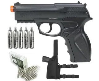 Pistola de Pressão Co2 C11 Esferas de Aço 6,0mm + Coldre + Co2 + BBs