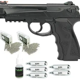 Pistola de Pressão Gas CO2 C12 Polímero Esferas Aço 4,5mm Win Gun + CO2 + Esferas de Aço + Óleo de Silicone