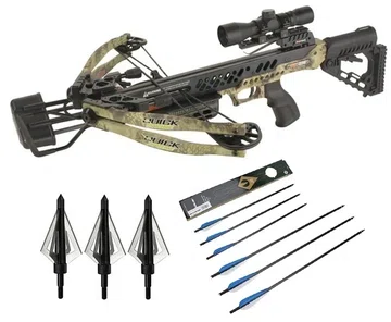 Besta/Balestra Composta Quick Strike 185 Lbs + Luneta 4x32 + 3 Flechas de Fibra de Carbono 20" + Ponteiras para Caça