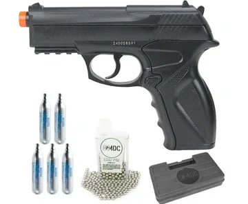 Pistola Pressão Co2 WG C11 Polímero Esferas Aço 4,5mm + 05 Cápsula Co2 + Esfera Metálica + Case