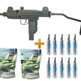 Rifle de Airsoft CO2 Sub Metralhadora Mini Uzi Full Metal Blowback 6,0mm KWC + BBs + CO2