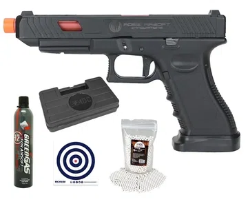Pistola de Airsoft Rossi GK Combat Master Blowback 6mm + Green Gas + BBs + Case + Alvos