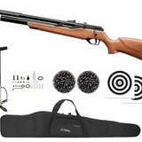 Carabina PCP Rossi T-Rex Montecarlo Madeira Big Bore 6,35mm + Capa + Bomba + Chumbinho + Alvos