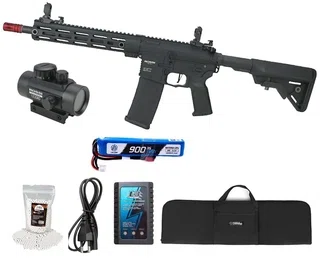 Rifle Airsoft AEG AR15 Neptune 10" Plus Gatilho ETU Programável 6mm Rossi + Bateria + Carregador + Capa + BBs + Red Dot