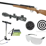 Carabina de Pressão PCP M30 HELLCAT Madeira 5,5mm + Luneta 6-24x50 + Bomba 4 Estágios + Chumbinho + Alvos + Óculos de Segurança