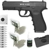 Pistola Pressão Co2 WG Glock W119 Blowback 4,5mm + Co2 + BBs + Case + Alvos + Óleo