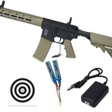 Rifle de Airsoft AEG M4 SA-F03 Flex Half Tan M-LOK Specna Arms + Bateria 7.4 + Carregador