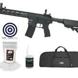 Rifle de Airsoft AEG AR15 Neptune Sentinel 10" M-LOK 6mm Rossi + BB's + Capa + Óleo de Silicone + Alvos