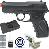 Pistola de Pressão CO2 C11 Esferas de Aço 6mm Wingun + CO2 + Esferas de Aço + Óleo de Silicone + Case + Alvos