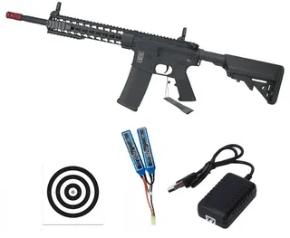Rifle de Airsoft AEG M4 SA-F02 Black Flex Key Mod 10" Specna Arms + Bateria + Carregador