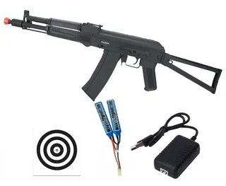 Rifle de Airsoft Neptune AK105S Mosfet Full Metal 6mm Rossi + Bateria + Carregador