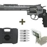 Revolver de Pressão .38 Gas CO2 6 Tiros 8" Rossi Full Metal M703B 4,5mm Wingun + Maleta + CO2 + Esferas de Aço