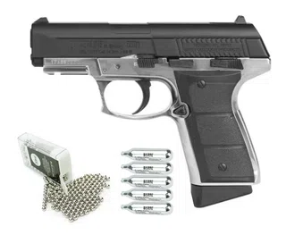Pistola de Pressão CO2 Full Metal Daisy 5501 Powerline com Blowback 4,5mm 15 Tiros + CO2 + Esfera de Aço